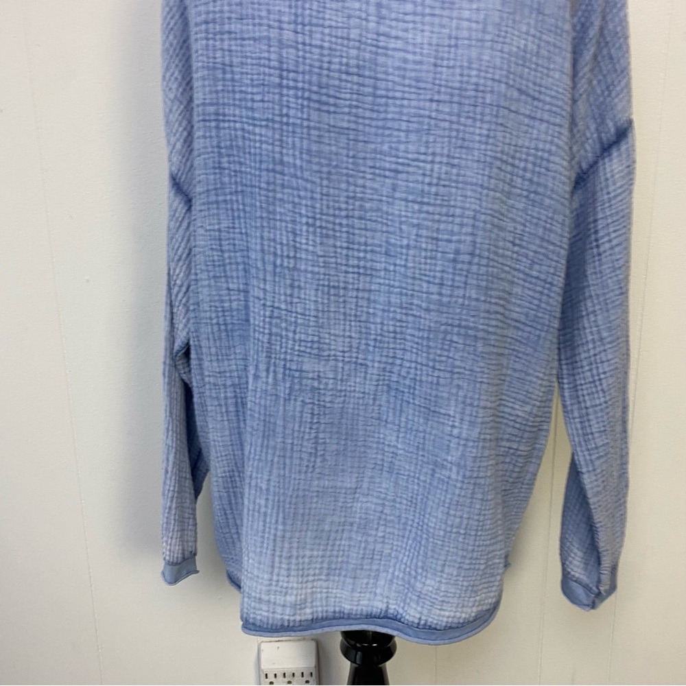 Made In Italy Cotton Gauze Top Sz Small Blue Long Sleeve Boho Loose Fit Pullover - Picture 8 of 11